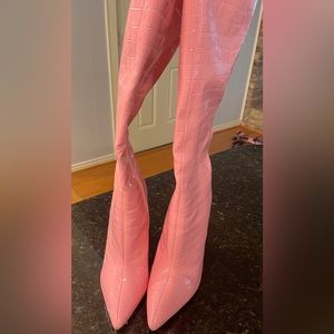 Pink Patent Tall Boots Size 6